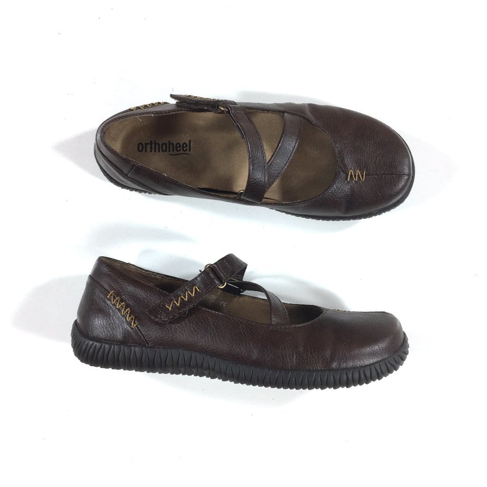 Orthaheel Myla Mary Jane Flats Womens Size 6 Brown Leather